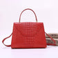 Genuine Crocodile Skin Bone Leather Top Handle Bags Red-3