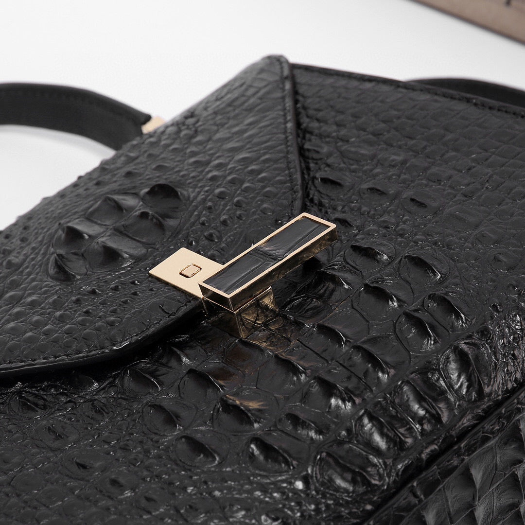 Genuine Crocodile Skin Bone Leather Top Handle Bags-4