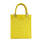 RB1026R | Women's upright hand bag in Genuine Leather and Straw Made in Italy. Removable and adjustable leather shoulder strap. Shiny Gold accessories - Yellow color - Dimensions: cm 24 x 29 x 9-1