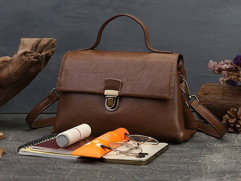 Women Satchel Shoulder Bag Vintage Top Handle Bag-3